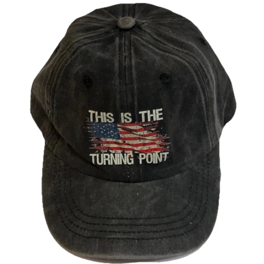 This Is The Turning Point Charlie Kirk Inspired Strapback Hat Distressed NWOT